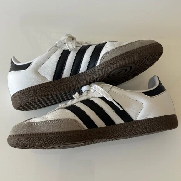 Adidas Classic White Leather Black Striped Samba Gum Sole Mens Sneakers 7 1/2 - Picture 7 of 11